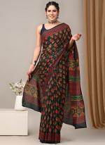 Cotton Green Casual Wear Printed Saree